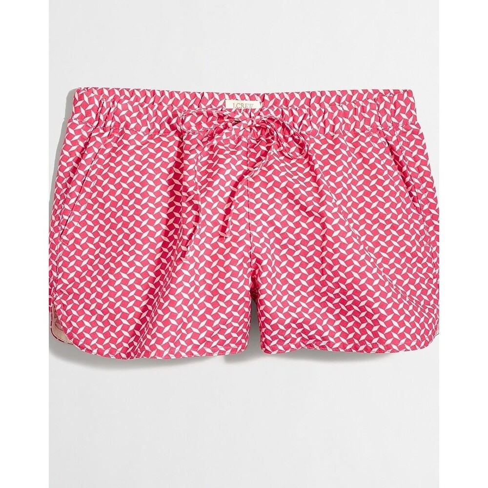 J. Crew 2.5" Linen Blend Pull-On Shorts Pink Geometric Shorts Size S Pockets